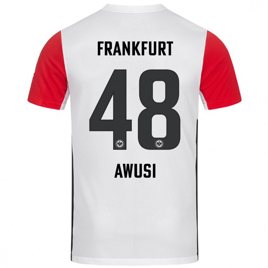 Kids Football Junior Awusi #48 White Red Home Jersey 2024/25 T-Shirt