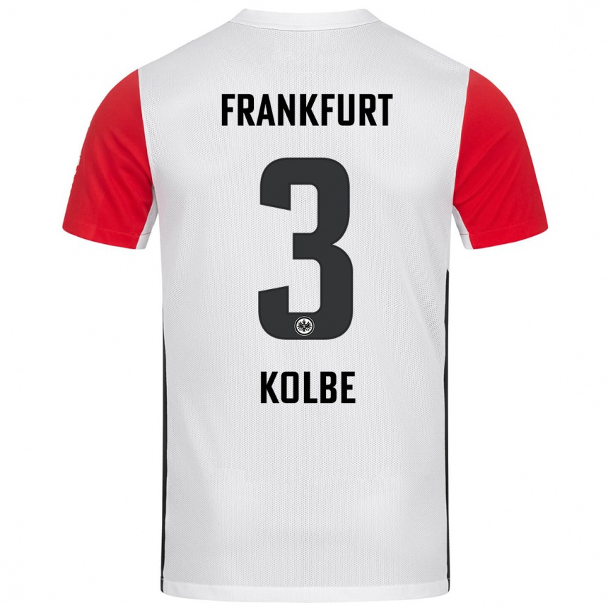 Kids Football Louis Kolbe #3 White Red Home Jersey 2024/25 T-Shirt