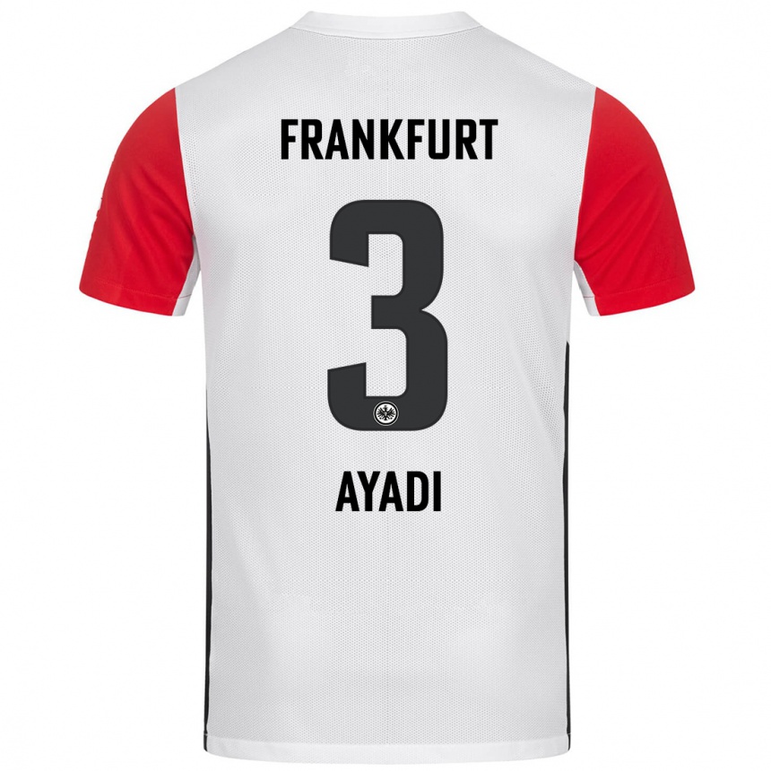 Kids Football Akram Ayadi #3 White Red Home Jersey 2024/25 T-Shirt