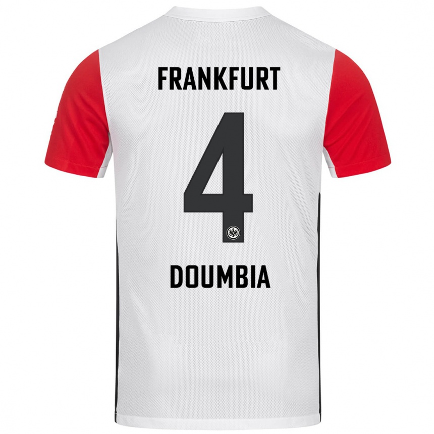 Kids Football Fousseny Doumbia #4 White Red Home Jersey 2024/25 T-Shirt