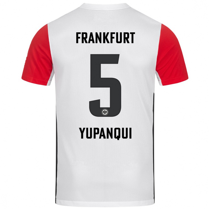 Kids Football Philipp Eisele Yupanqui #5 White Red Home Jersey 2024/25 T-Shirt