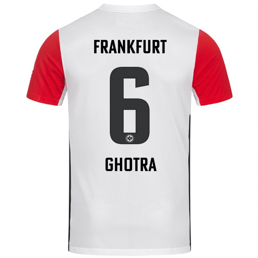 Kids Football Harpreet Ghotra #6 White Red Home Jersey 2024/25 T-Shirt