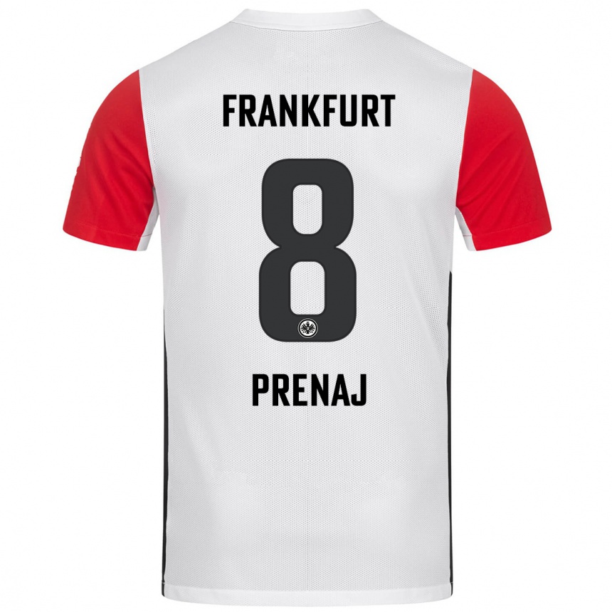 Kids Football Christian Prenaj #8 White Red Home Jersey 2024/25 T-Shirt