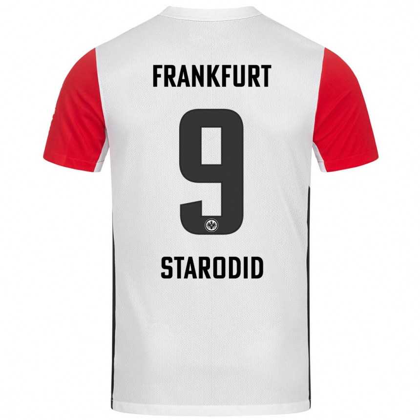 Kids Football Daniel Starodid #9 White Red Home Jersey 2024/25 T-Shirt