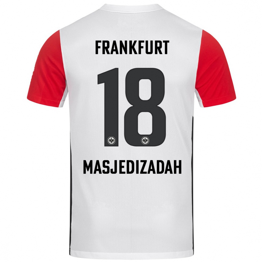 Kids Football Abolfazl Masjedizadah #18 White Red Home Jersey 2024/25 T-Shirt