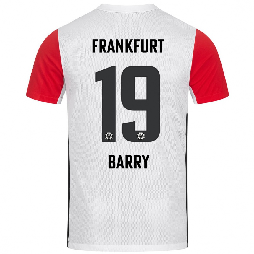 Kids Football Jasha Barry #19 White Red Home Jersey 2024/25 T-Shirt