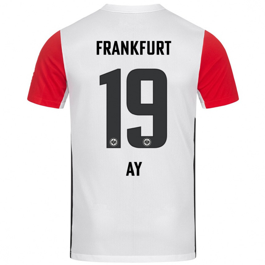 Kids Football Ugur Ay #19 White Red Home Jersey 2024/25 T-Shirt