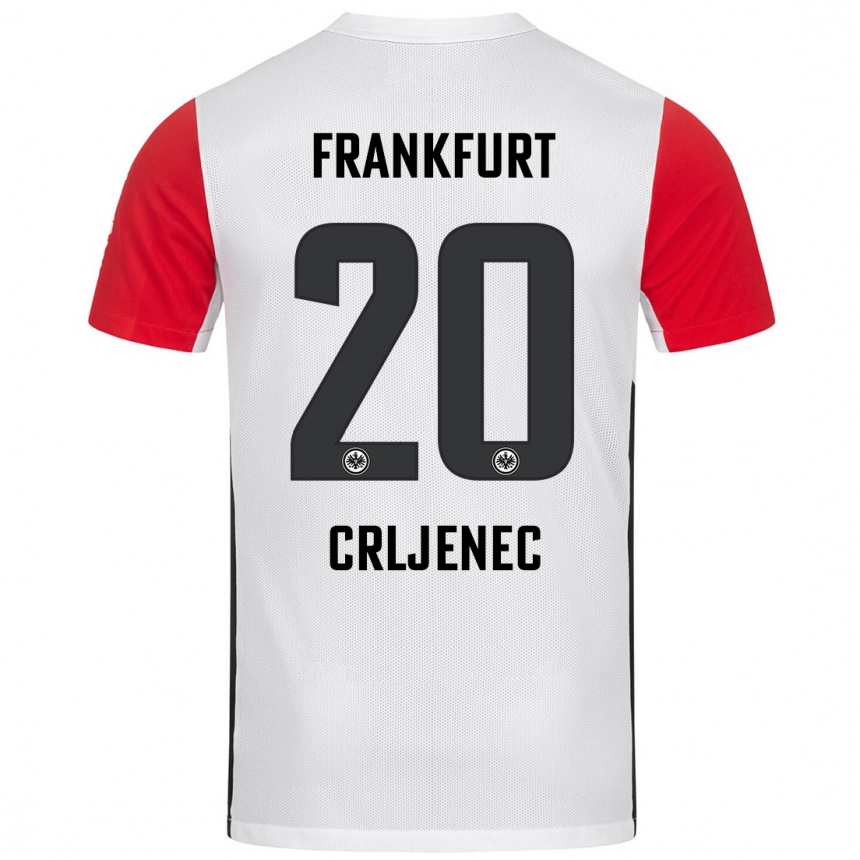 Kids Football Dominik Crljenec #20 White Red Home Jersey 2024/25 T-Shirt