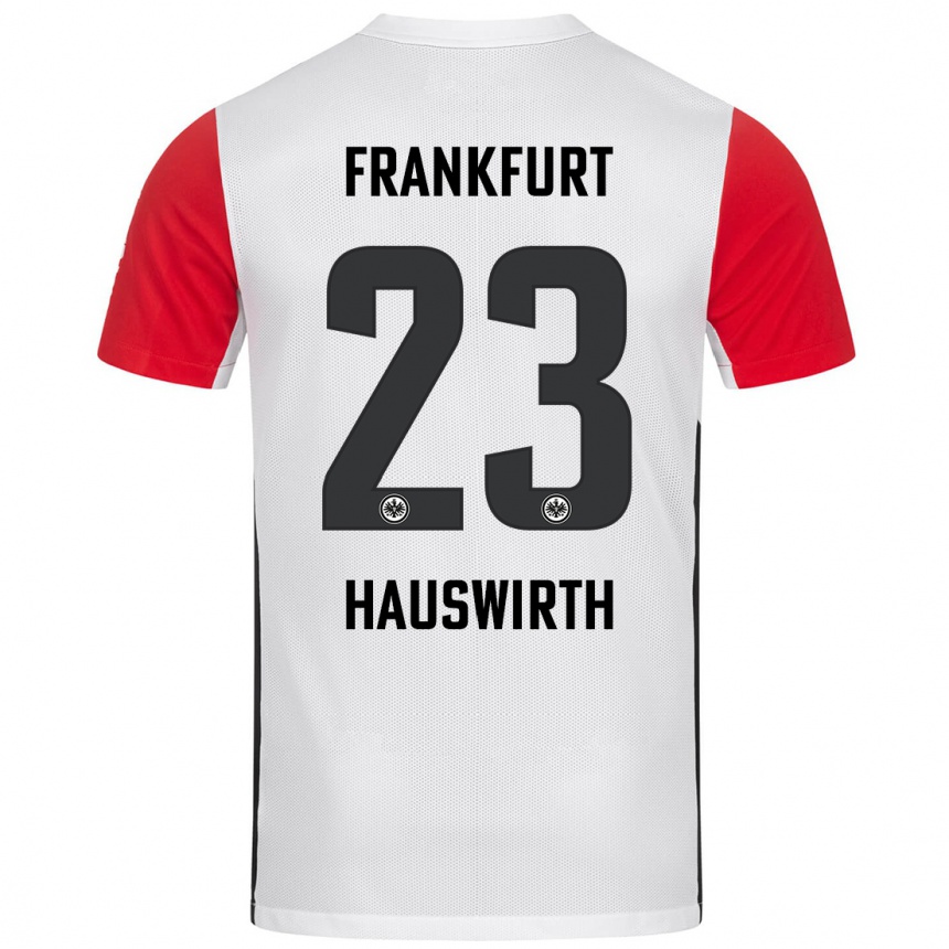 Kids Football Max Hauswirth #23 White Red Home Jersey 2024/25 T-Shirt