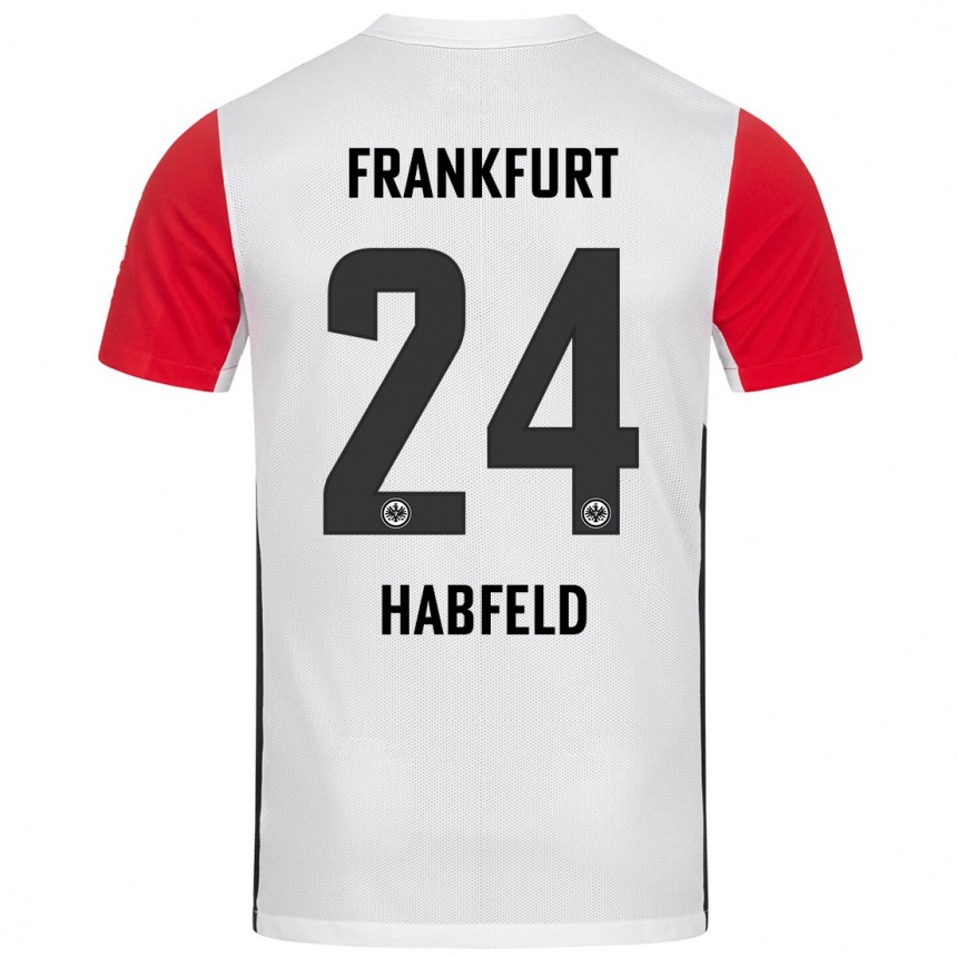 Kids Football Josef Haßfeld #24 White Red Home Jersey 2024/25 T-Shirt