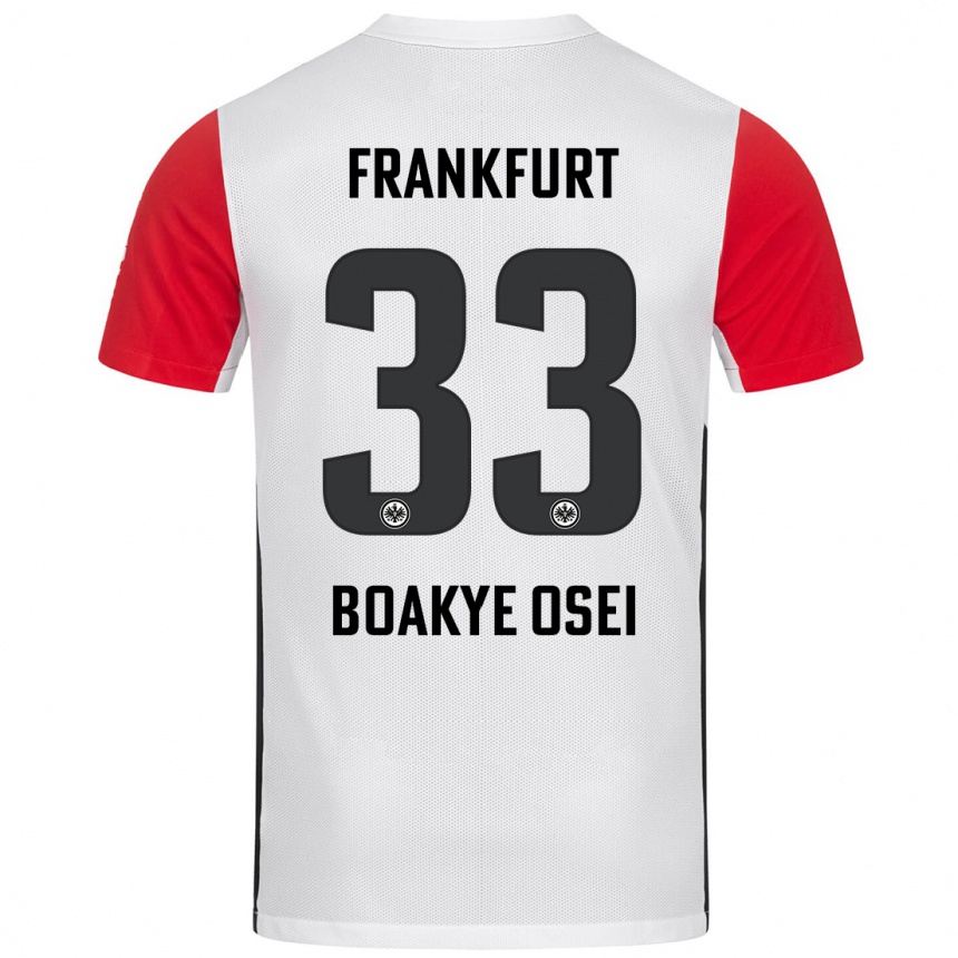 Kids Football Derek Boakye-Osei #33 White Red Home Jersey 2024/25 T-Shirt