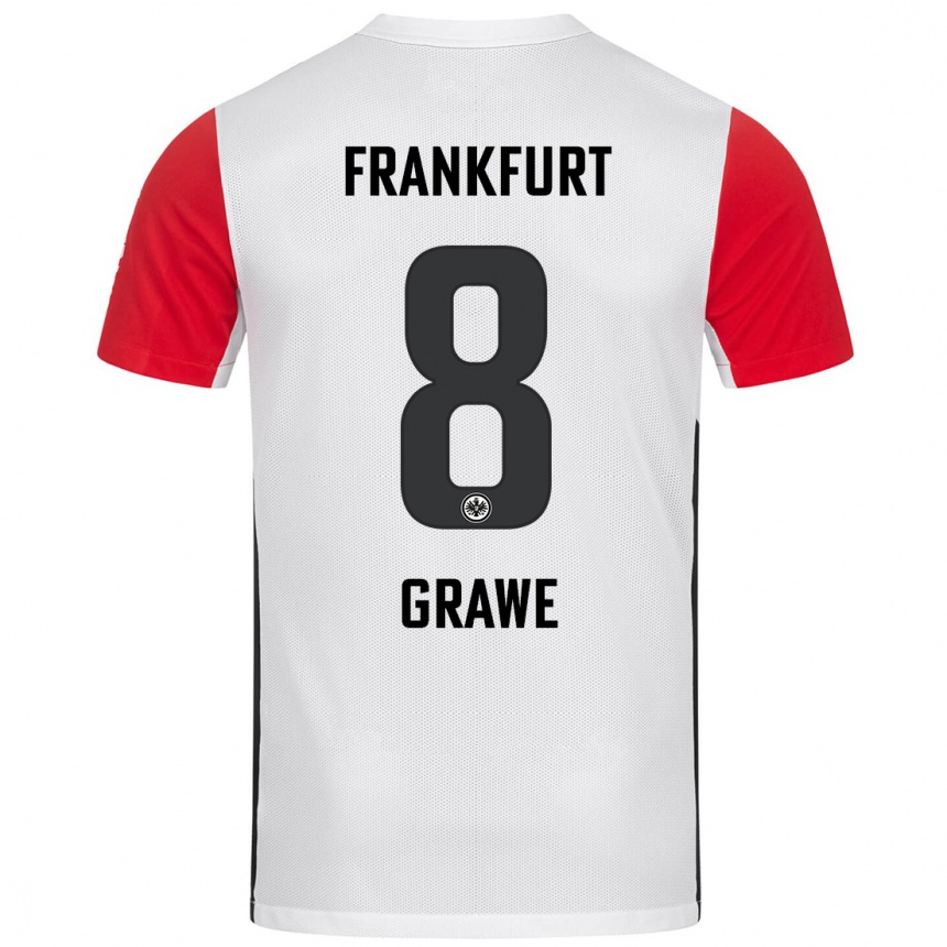 Kids Football Lisanne Gräwe #8 White Red Home Jersey 2024/25 T-Shirt