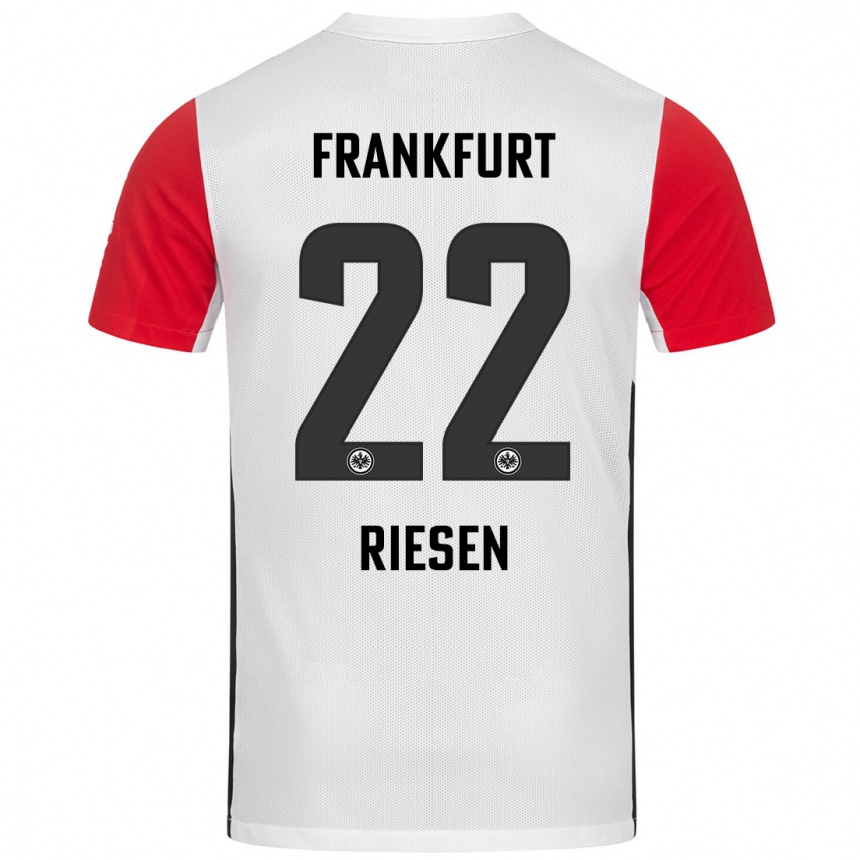 Kids Football Nadine Riesen #22 White Red Home Jersey 2024/25 T-Shirt