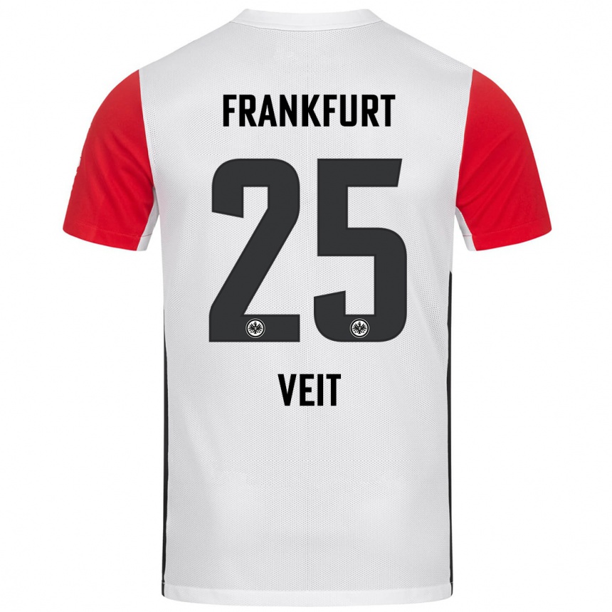 Kids Football Jella Veit #25 White Red Home Jersey 2024/25 T-Shirt