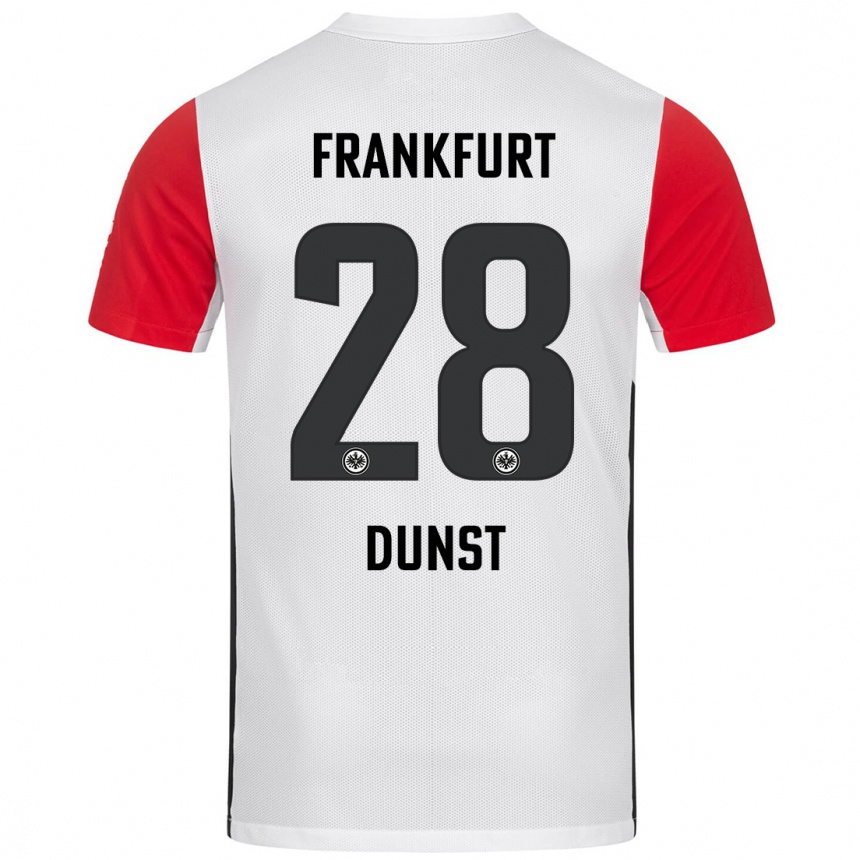 Kids Football Barbara Dunst #28 White Red Home Jersey 2024/25 T-Shirt