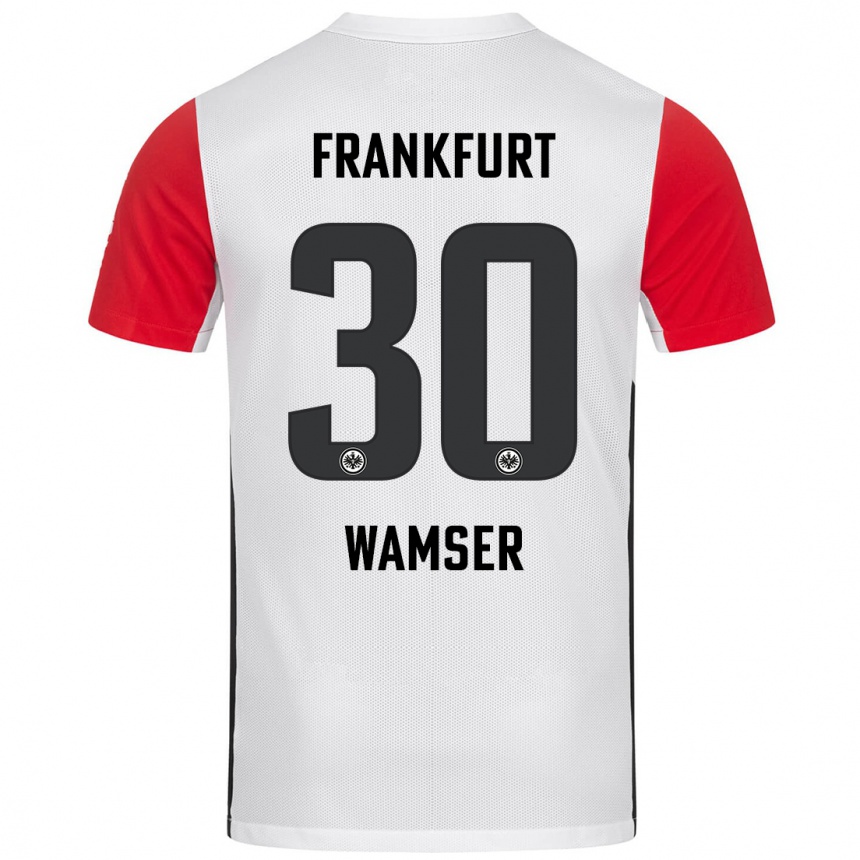 Kids Football Carlotta Wamser #30 White Red Home Jersey 2024/25 T-Shirt