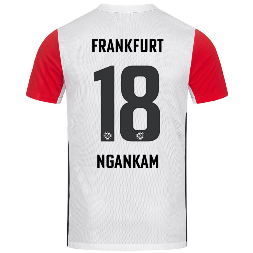 Kids Football Jessic Ngankam #18 White Red Home Jersey 2024/25 T-Shirt