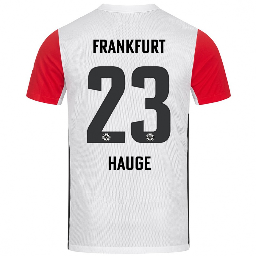 Kids Football Jens Petter Hauge #23 White Red Home Jersey 2024/25 T-Shirt