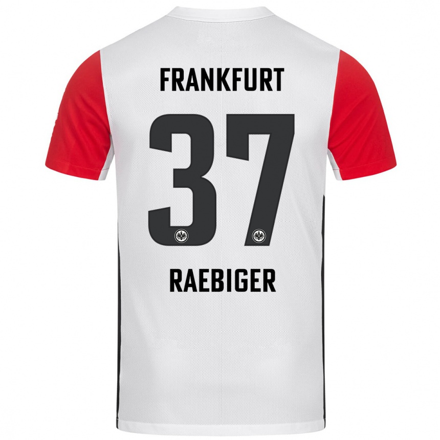 Kids Football Sidney Raebiger #37 White Red Home Jersey 2024/25 T-Shirt