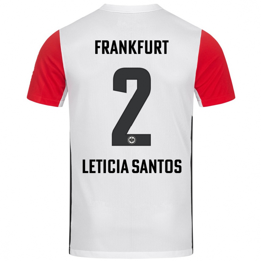 Kids Football Letícia Santos De Oliveira #2 White Red Home Jersey 2024/25 T-Shirt