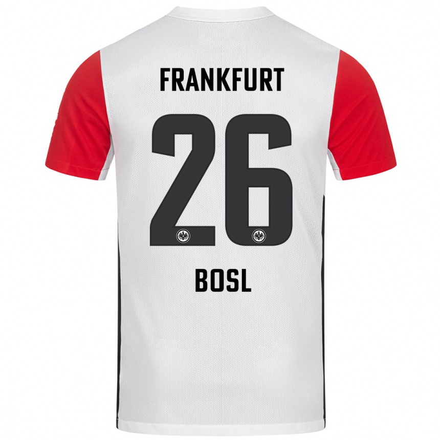 Kids Football Cara Bosl #26 White Red Home Jersey 2024/25 T-Shirt