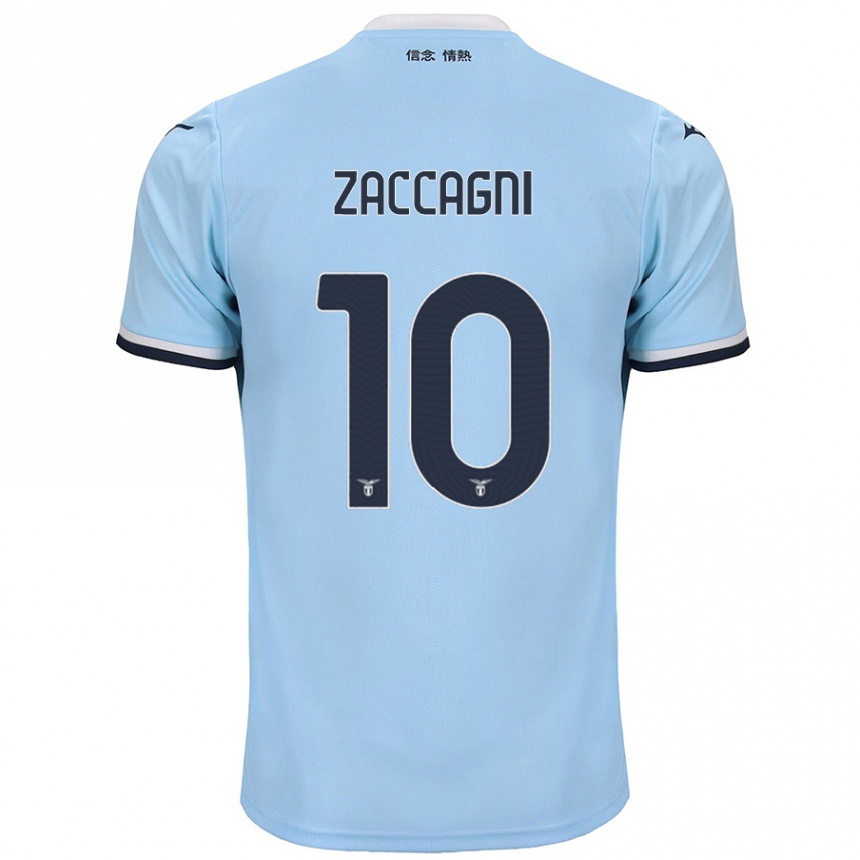 Kids Football Mattia Zaccagni #10 Blue Home Jersey 2024/25 T-Shirt