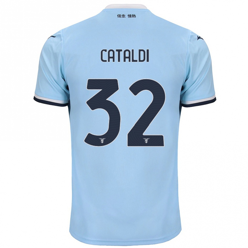 Kids Football Danilo Cataldi #32 Blue Home Jersey 2024/25 T-Shirt