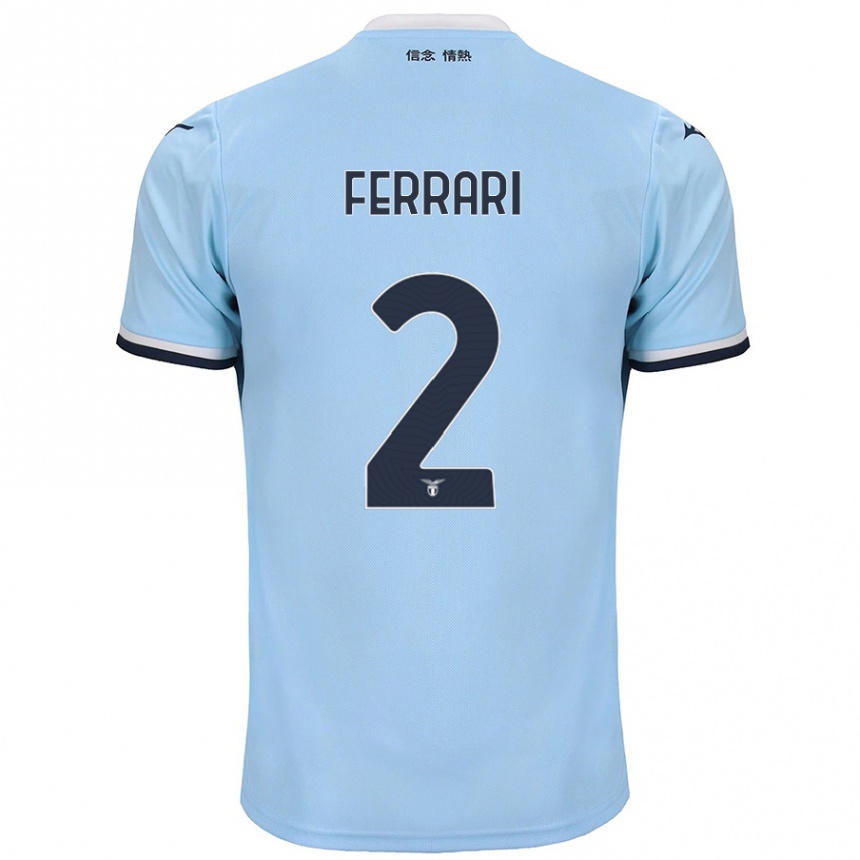 Kids Football Lorenzo Ferrari #2 Blue Home Jersey 2024/25 T-Shirt