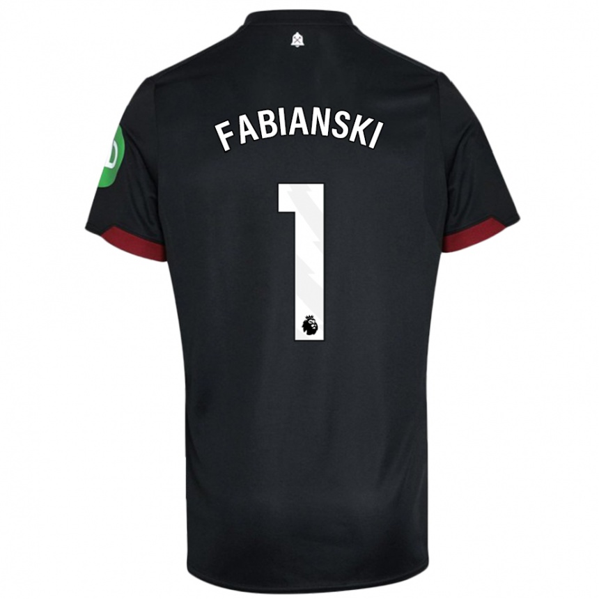 Kids Football Lukasz Fabianski #1 Black White Away Jersey 2024/25 T-Shirt