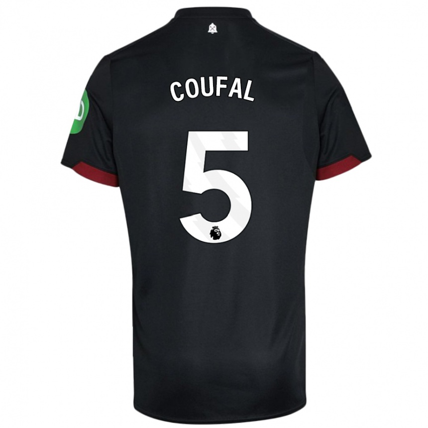 Kids Football Vladimir Coufal #5 Black White Away Jersey 2024/25 T-Shirt