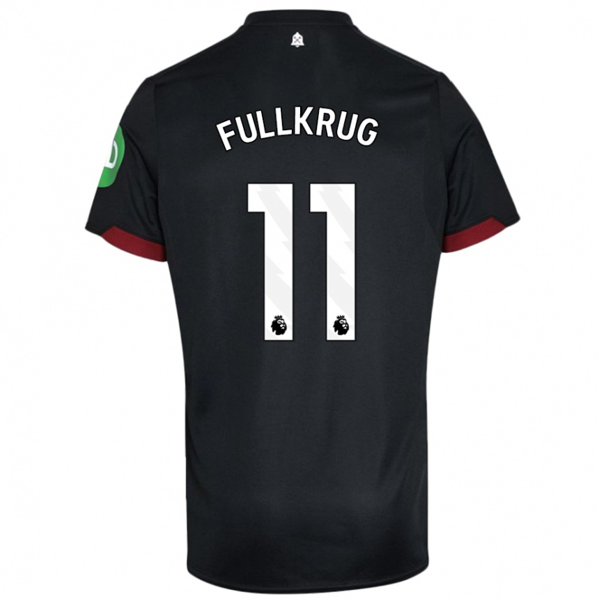 Kids Football Niclas Füllkrug #11 Black White Away Jersey 2024/25 T-Shirt