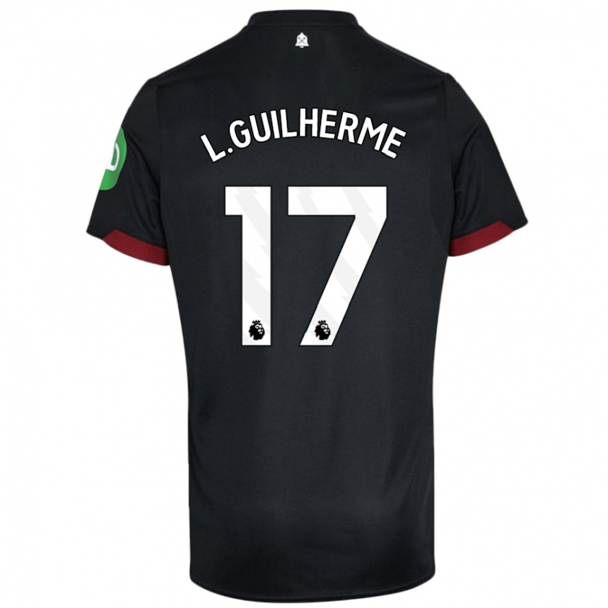 Kids Football Luis Guilherme #17 Black White Away Jersey 2024/25 T-Shirt