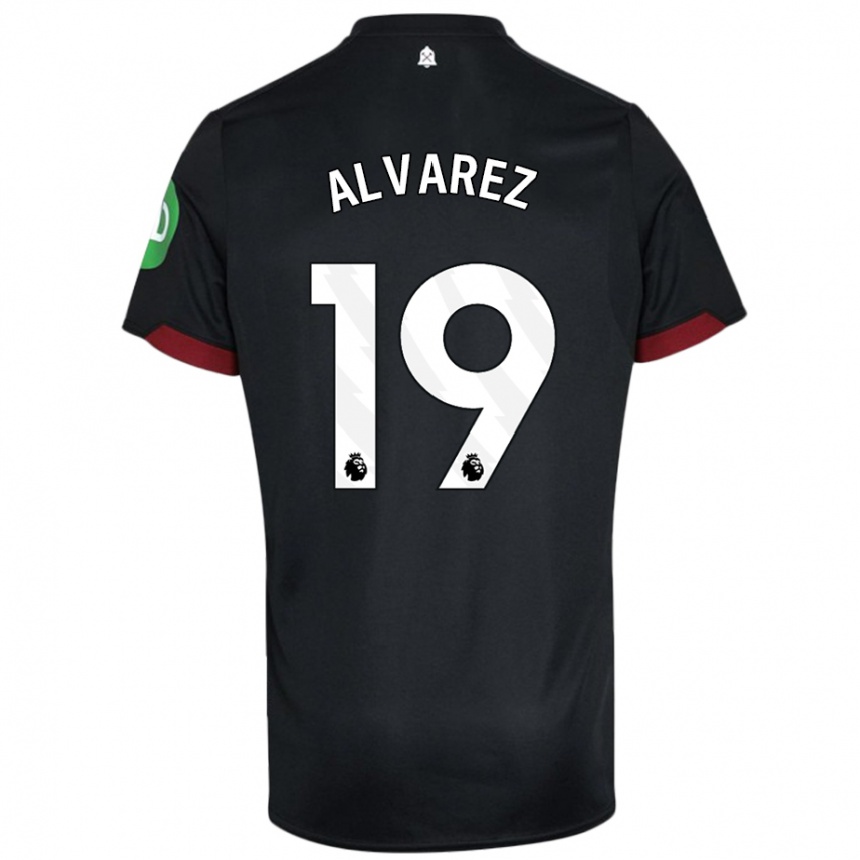 Kids Football Edson Alvarez #19 Black White Away Jersey 2024/25 T-Shirt