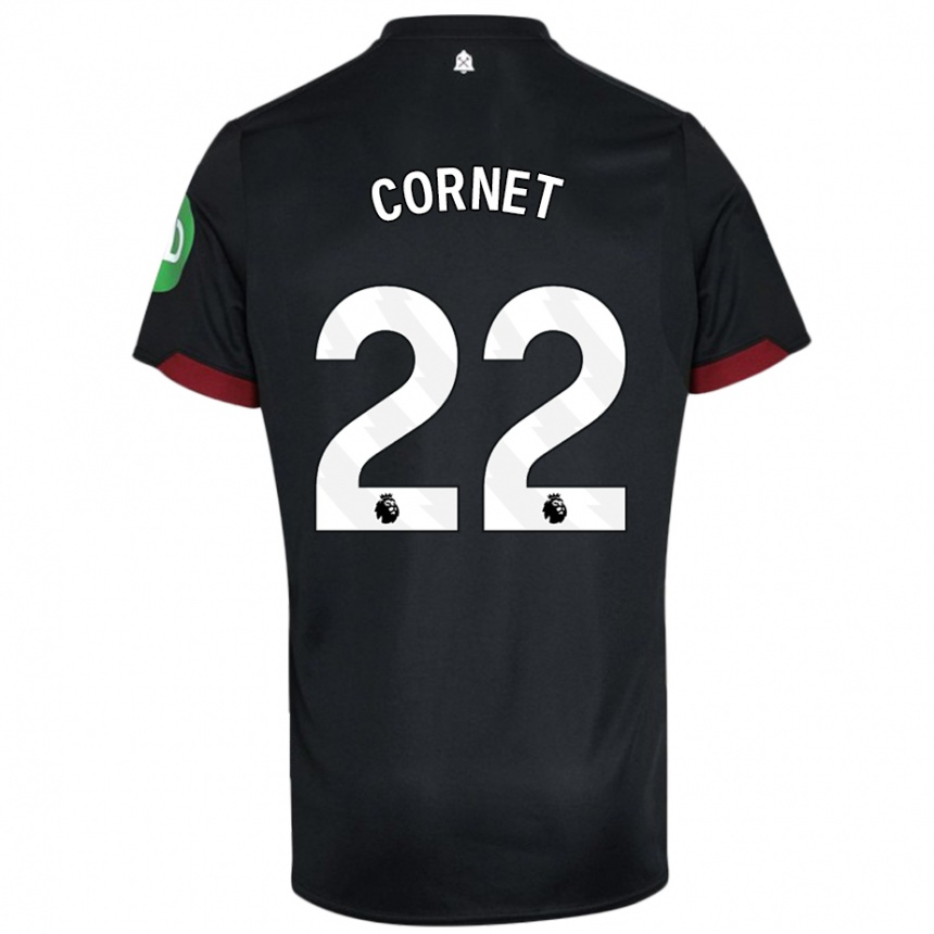 Kids Football Maxwel Cornet #22 Black White Away Jersey 2024/25 T-Shirt