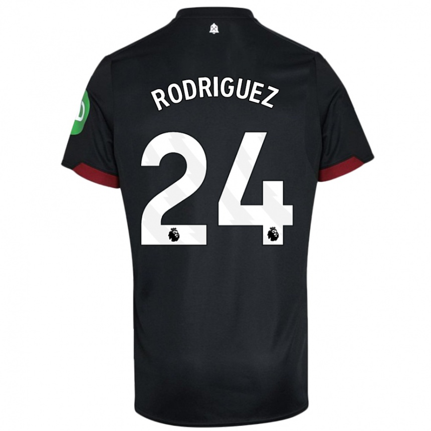 Kids Football Guido Rodríguez #24 Black White Away Jersey 2024/25 T-Shirt