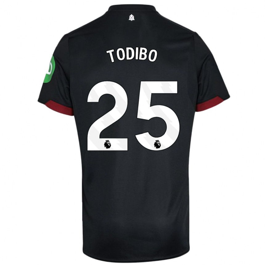 Kids Football Jean-Clair Todibo #25 Black White Away Jersey 2024/25 T-Shirt