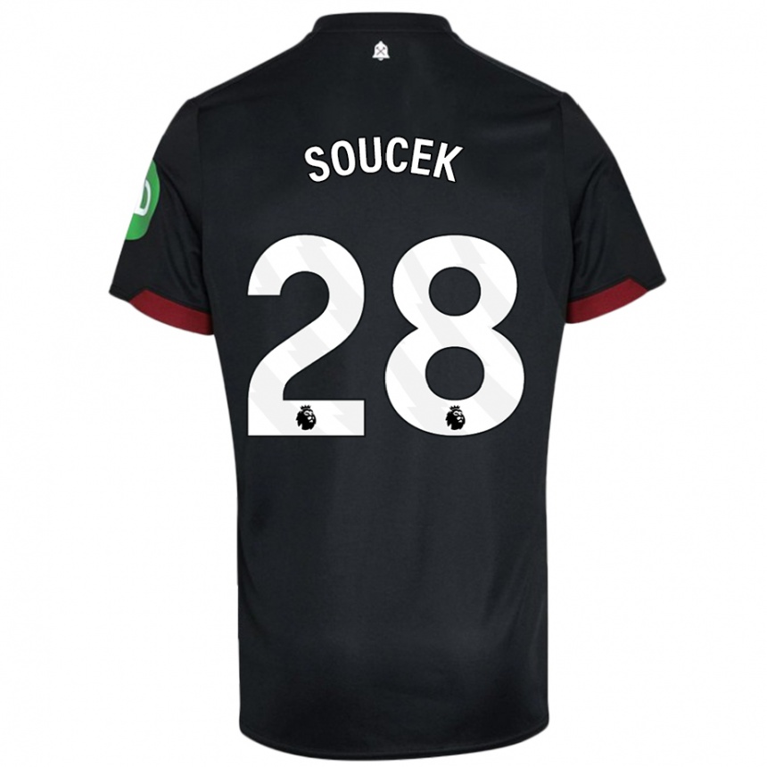 Kids Football Tomas Soucek #28 Black White Away Jersey 2024/25 T-Shirt