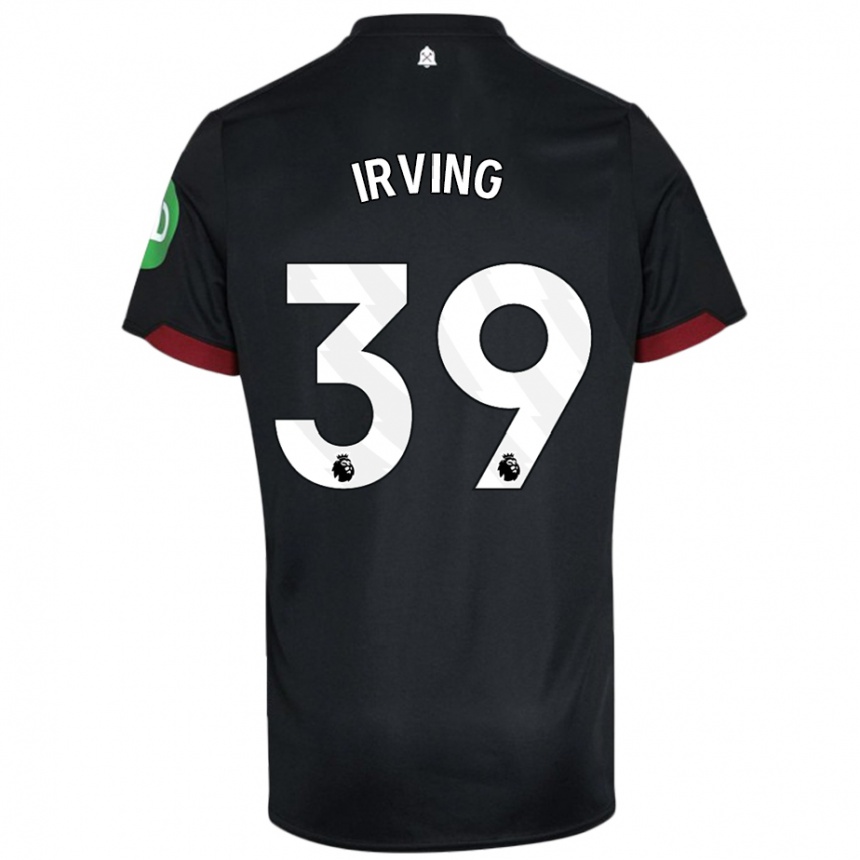 Kids Football Andy Irving #39 Black White Away Jersey 2024/25 T-Shirt