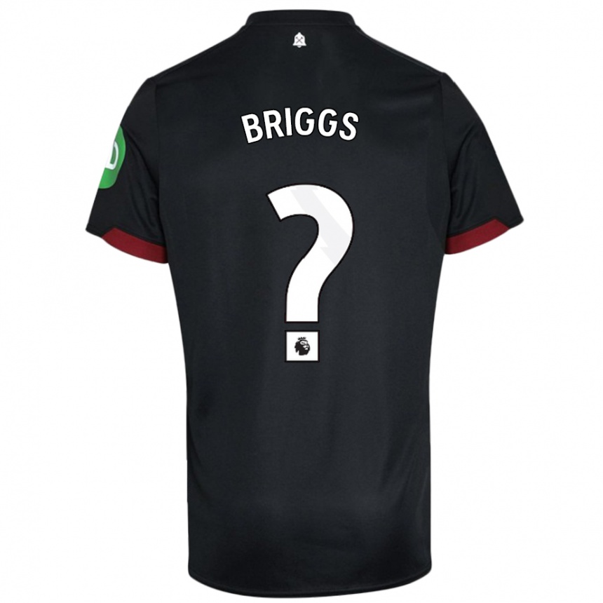 Kids Football Josh Briggs #0 Black White Away Jersey 2024/25 T-Shirt