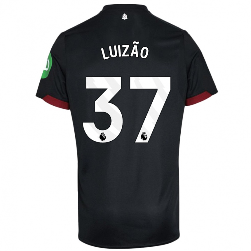 Kids Football Luizão #37 Black White Away Jersey 2024/25 T-Shirt