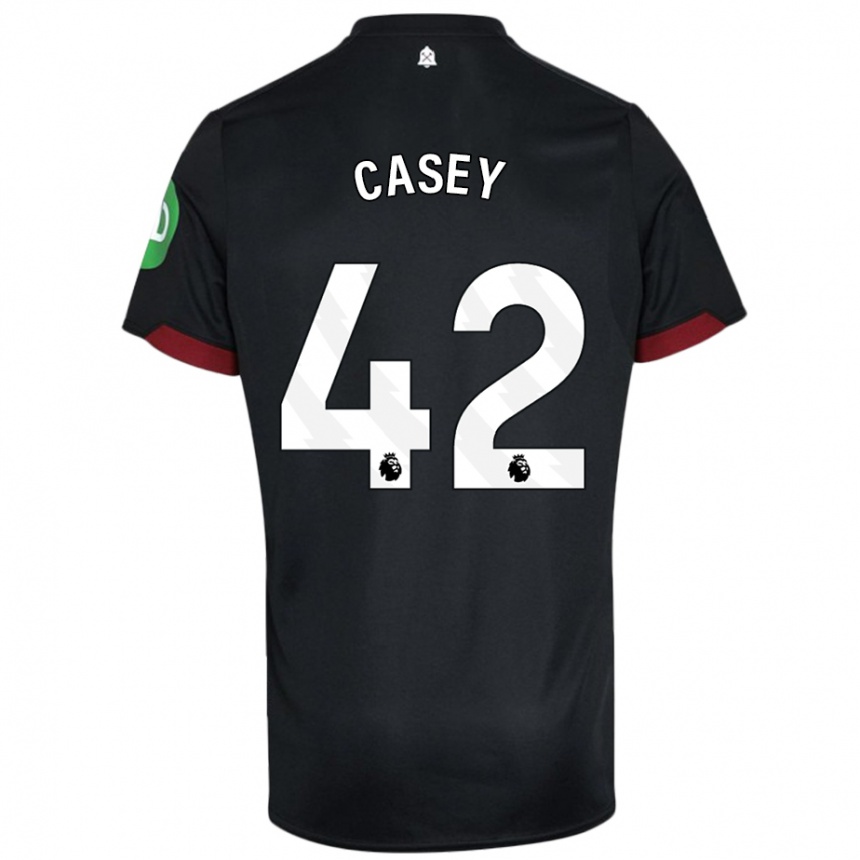 Kids Football Kaelan Casey #42 Black White Away Jersey 2024/25 T-Shirt