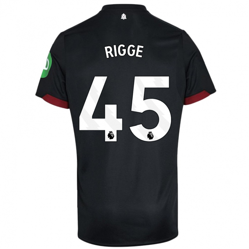 Kids Football Daniel Rigge #45 Black White Away Jersey 2024/25 T-Shirt