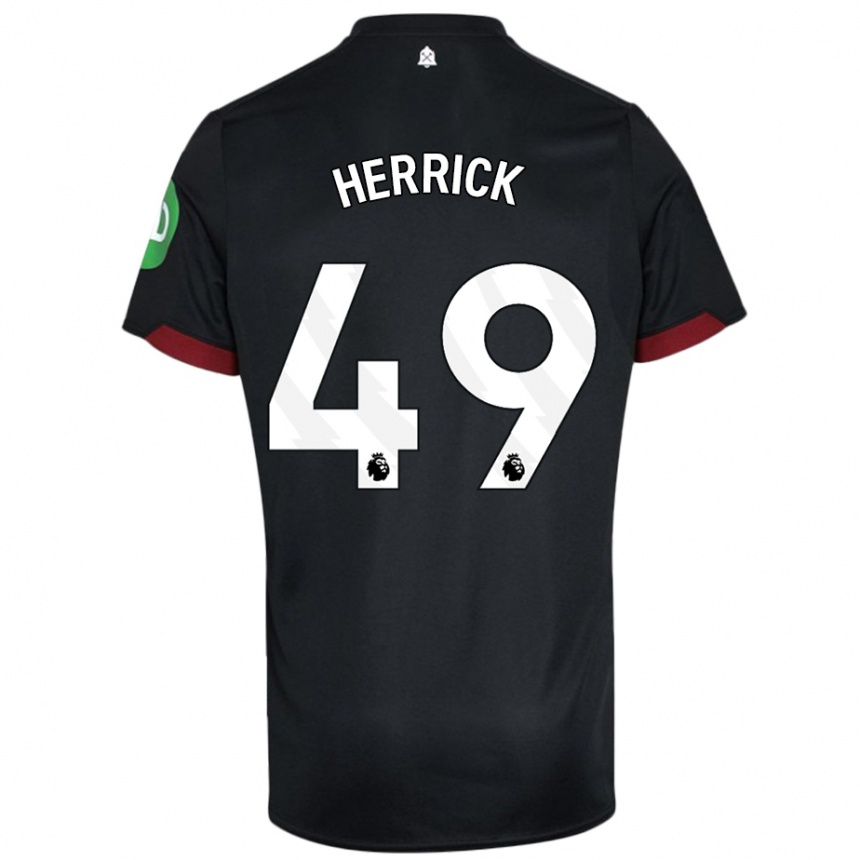 Kids Football Finlay Herrick #49 Black White Away Jersey 2024/25 T-Shirt