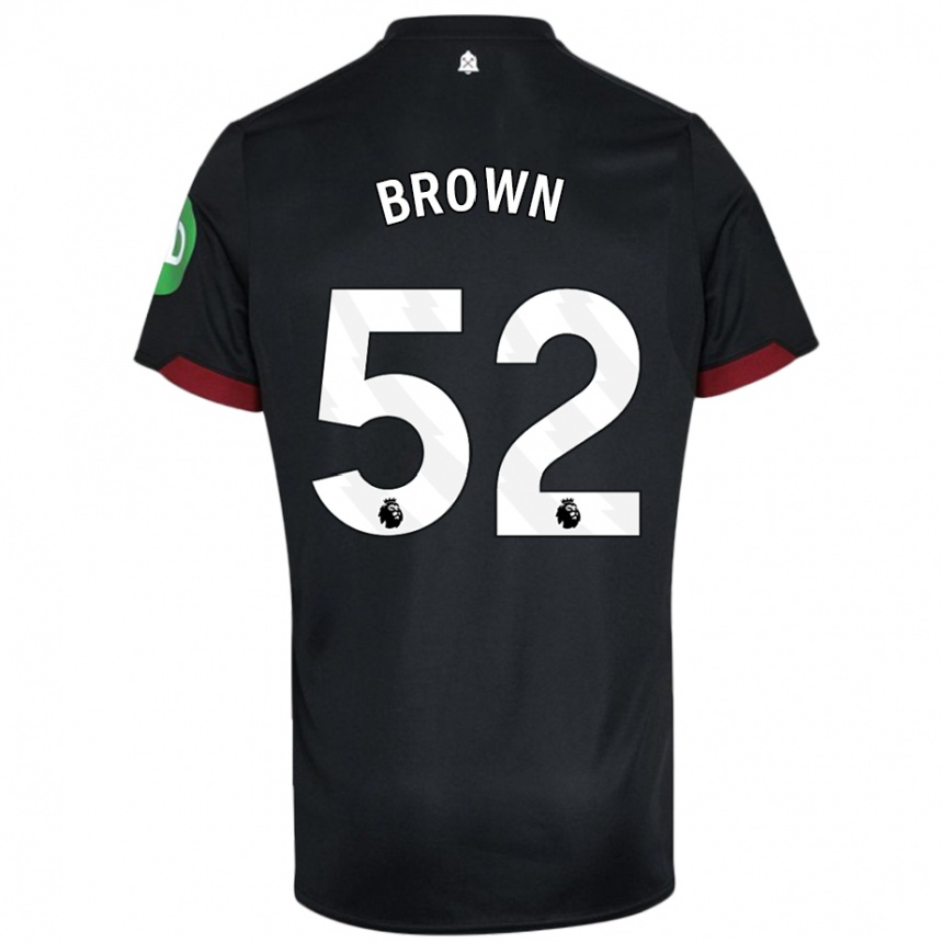 Kids Football Luis Brown #52 Black White Away Jersey 2024/25 T-Shirt