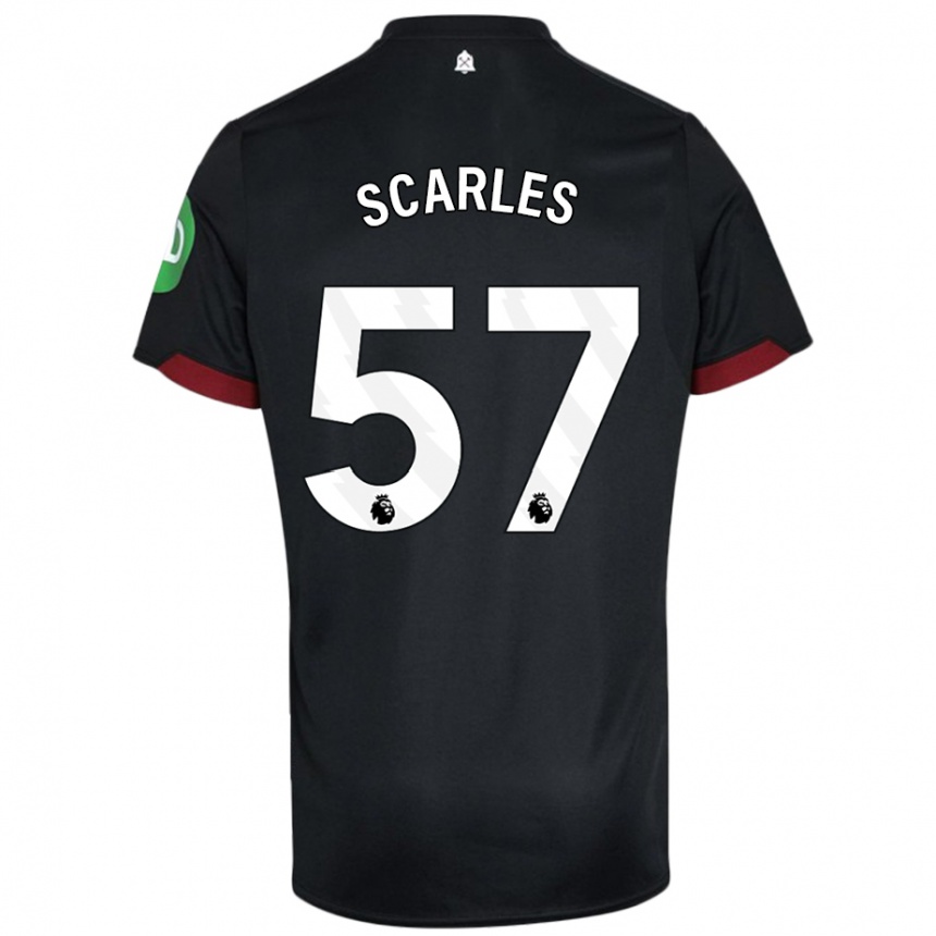 Kids Football Oliver Scarles #57 Black White Away Jersey 2024/25 T-Shirt