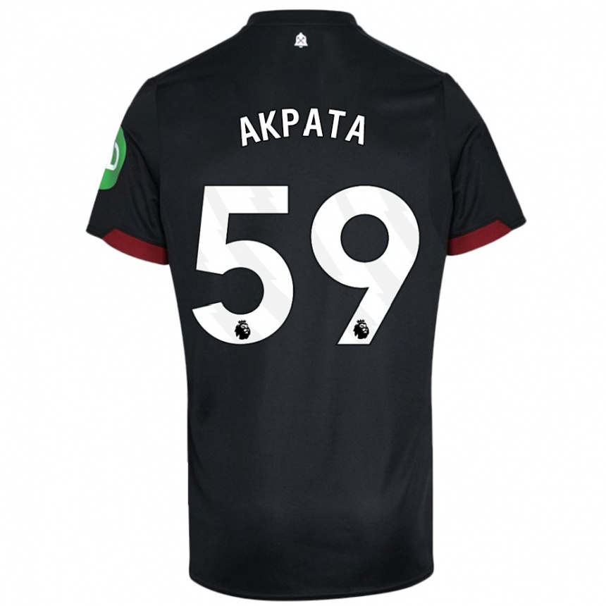 Kids Football Tyron Akpata #59 Black White Away Jersey 2024/25 T-Shirt