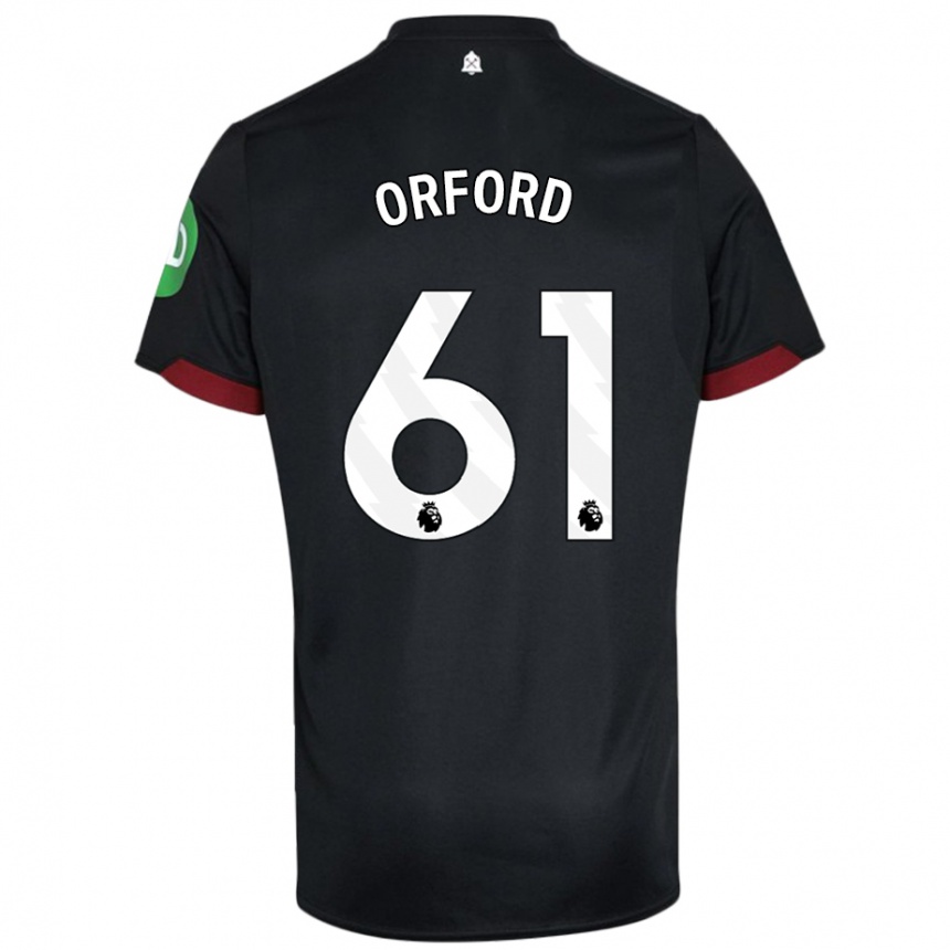 Kids Football Lewis Orford #61 Black White Away Jersey 2024/25 T-Shirt