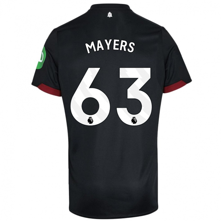 Kids Football Ezra Mayers #63 Black White Away Jersey 2024/25 T-Shirt