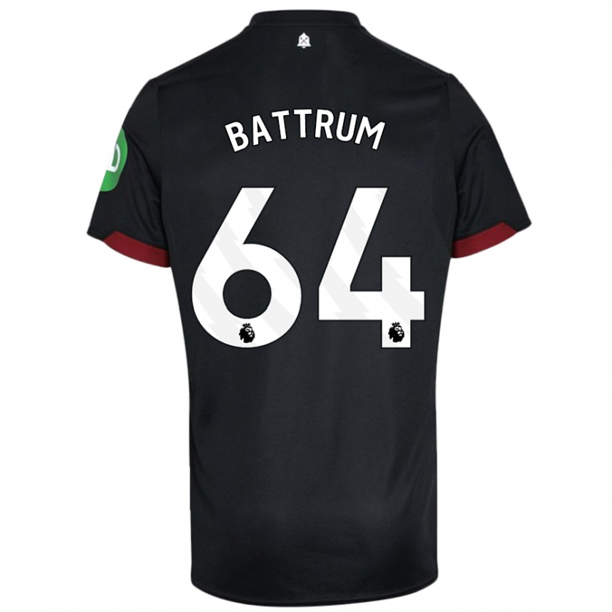 Kids Football Ryan Battrum #64 Black White Away Jersey 2024/25 T-Shirt