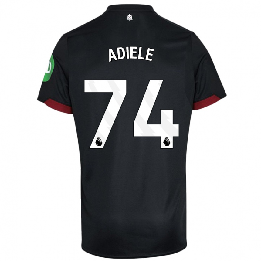 Kids Football Emeka Adiele #74 Black White Away Jersey 2024/25 T-Shirt